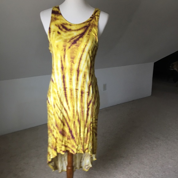Yellow & Camel Tribal Cut Out Hi-Low Dress NWOT - Picture 8 of 8